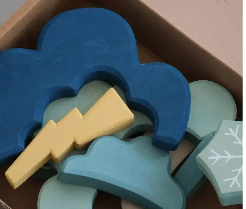 Montessori Dyed Linden Wood Weather Blocks