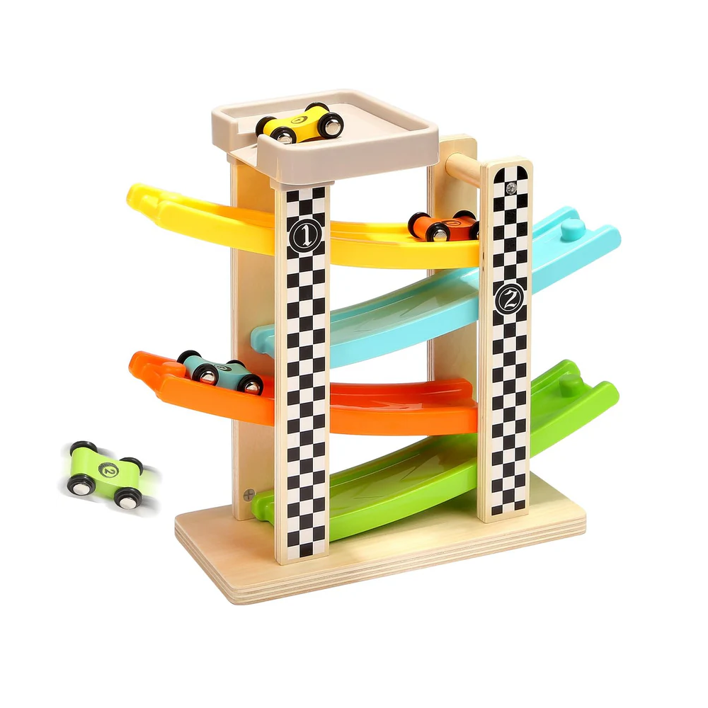 Jouet de piste de course en bois Montessori