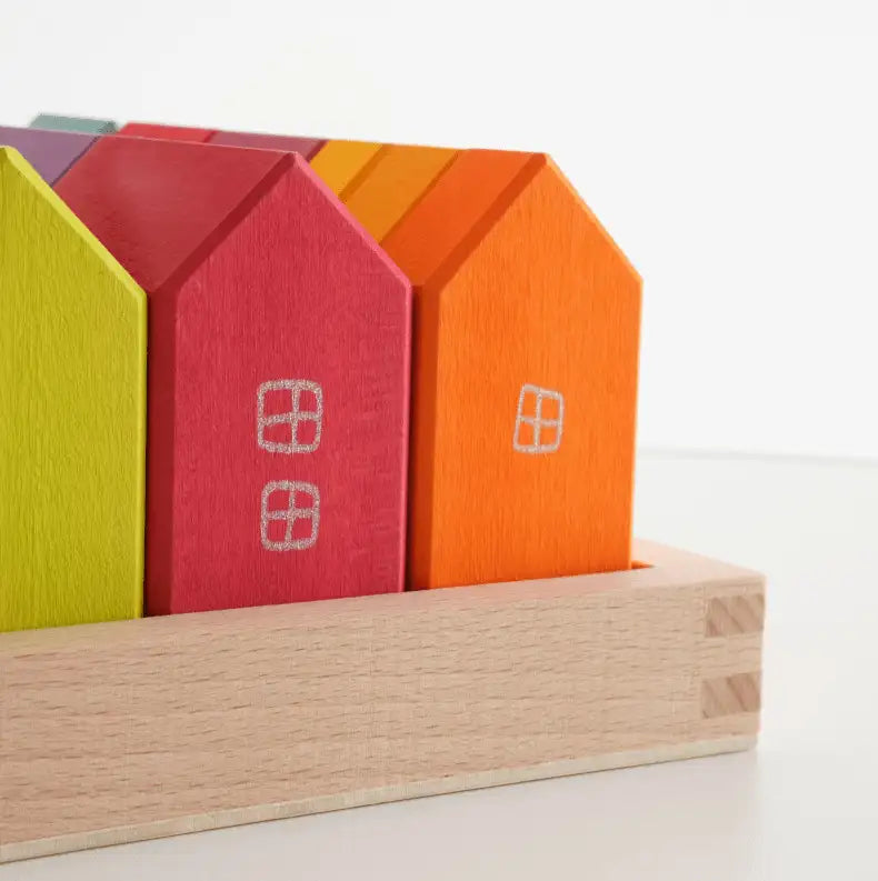 Montessori Birch Wood City House Building Blocks – Large Stacking Toy