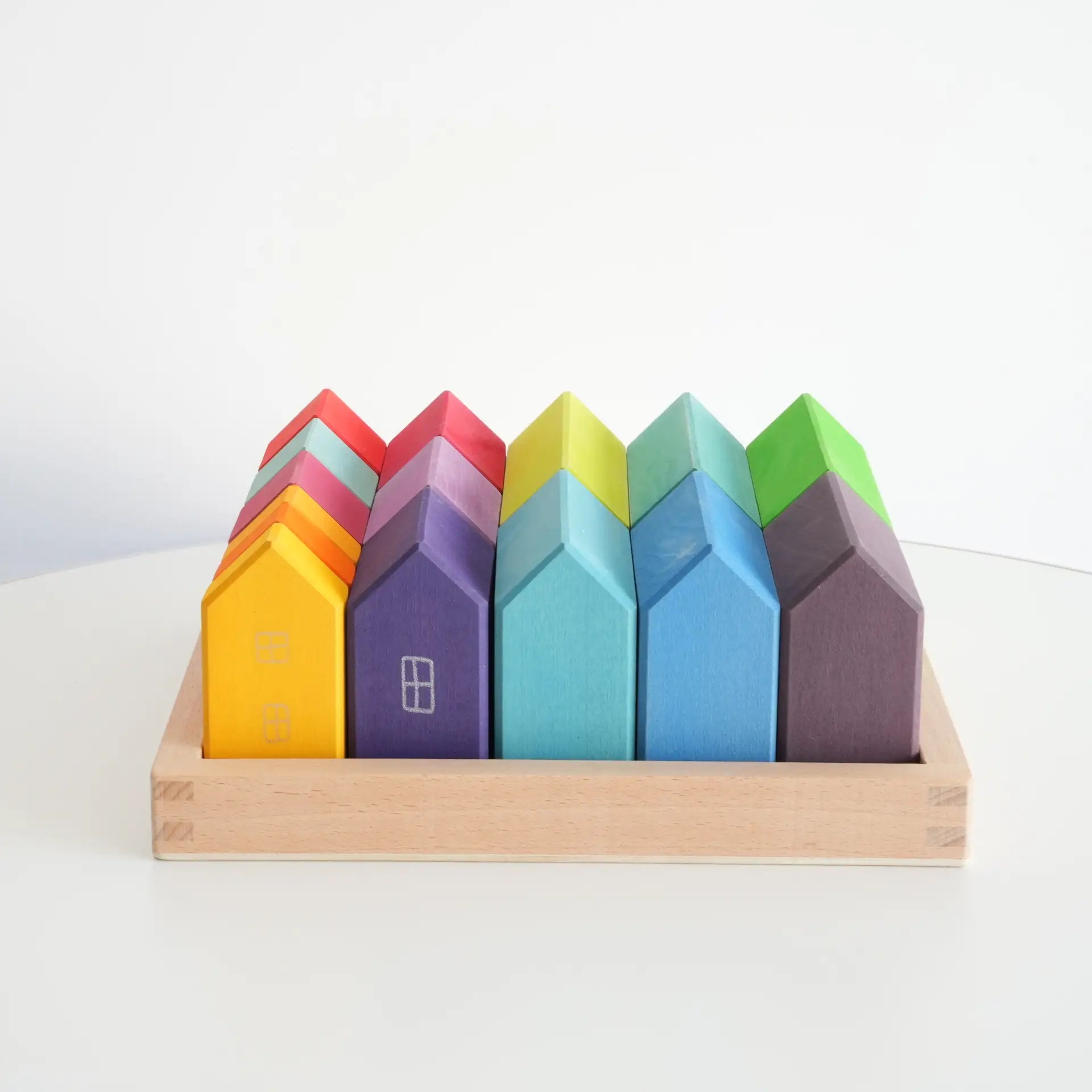 Montessori Birch Wood City House Building Blocks – Large Stacking Toy