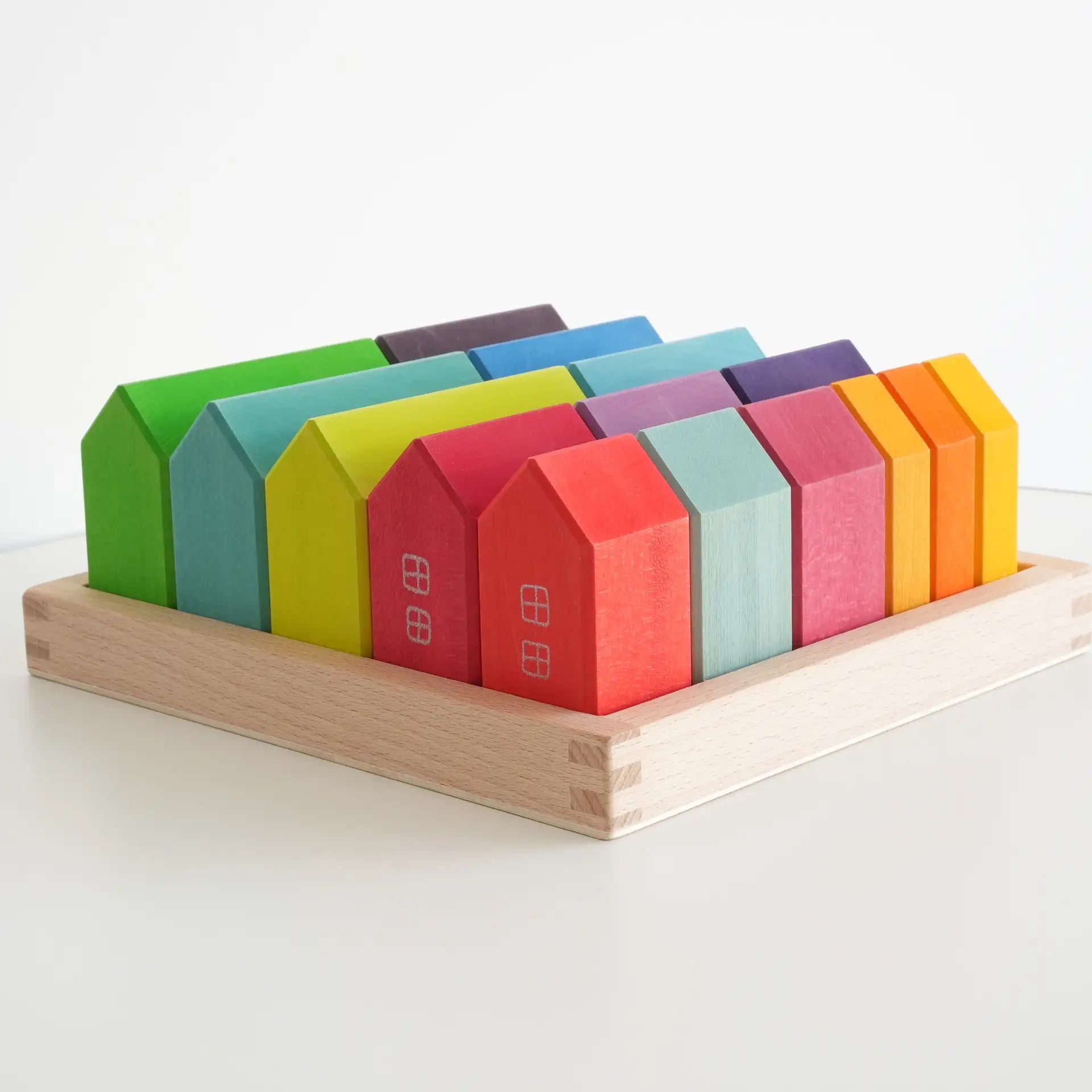 Montessori Birch Wood City House Building Blocks – Large Stacking Toy