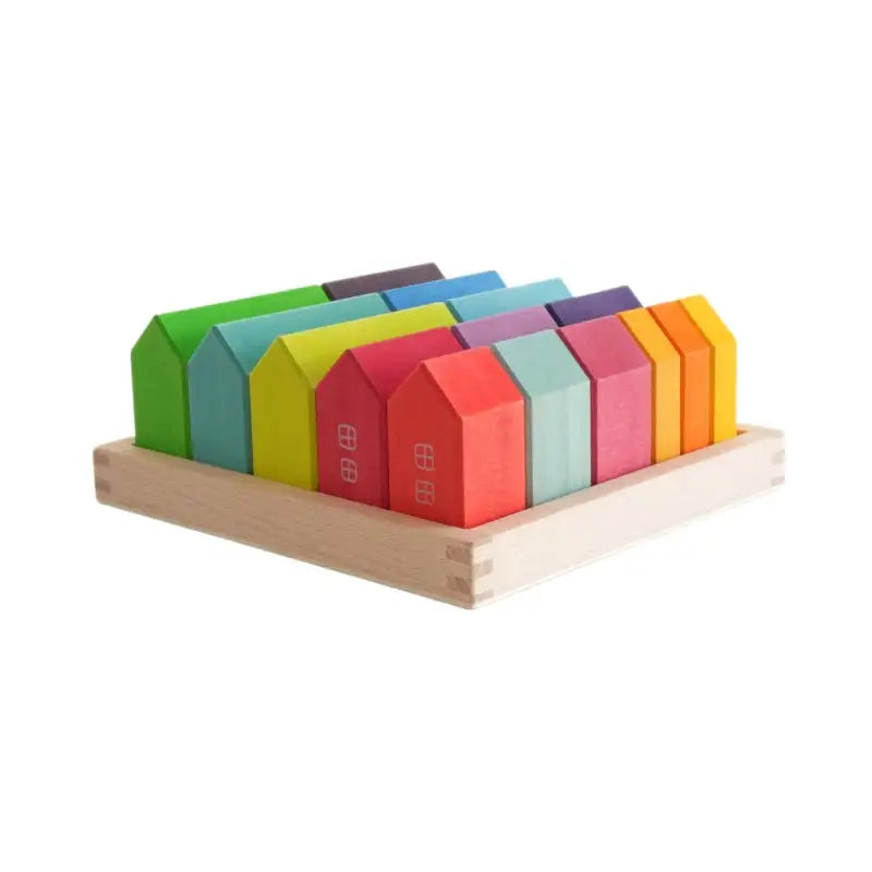 Montessori Birch Wood City House Building Blocks – Large Stacking Toy