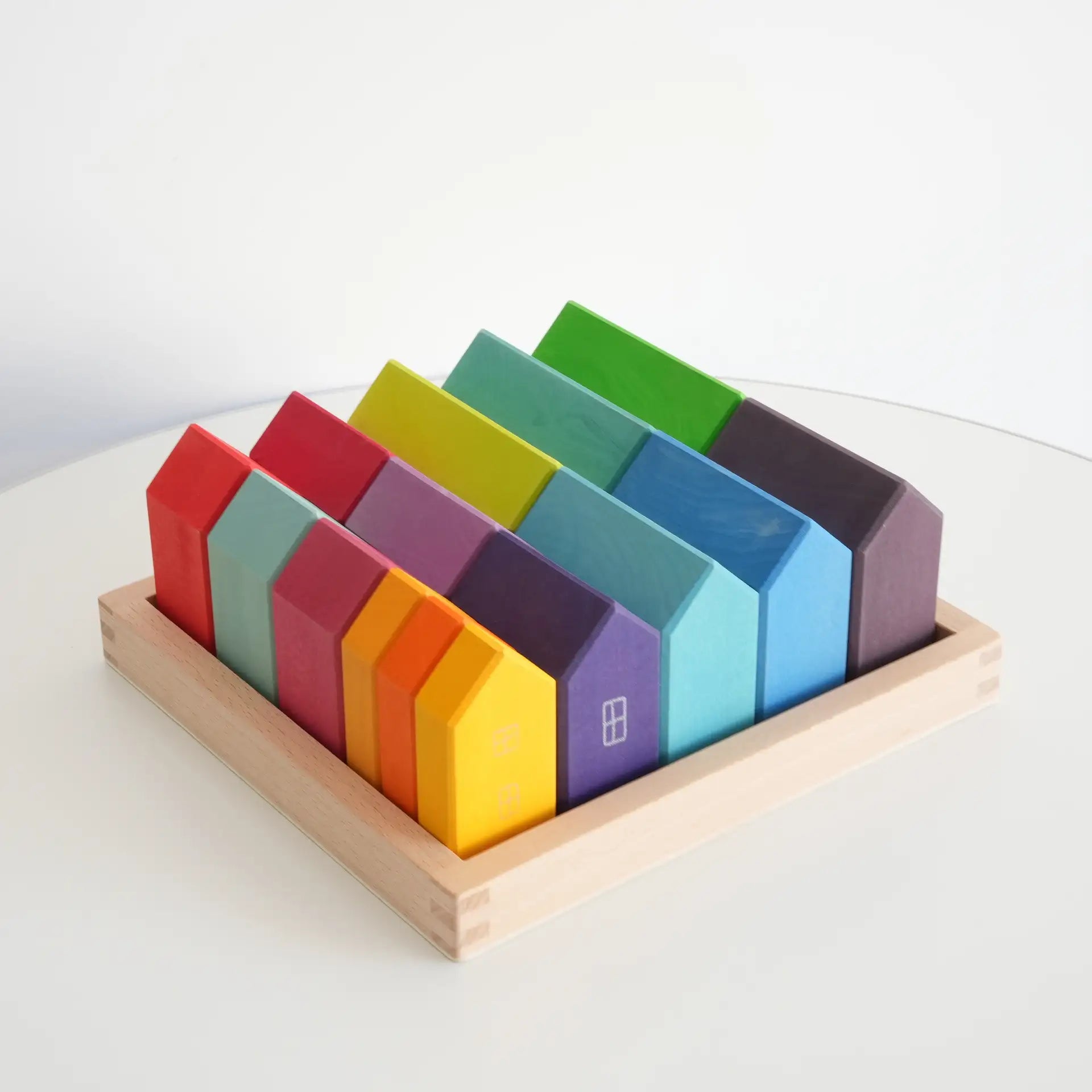 Montessori Birch Wood City House Building Blocks – Large Stacking Toy