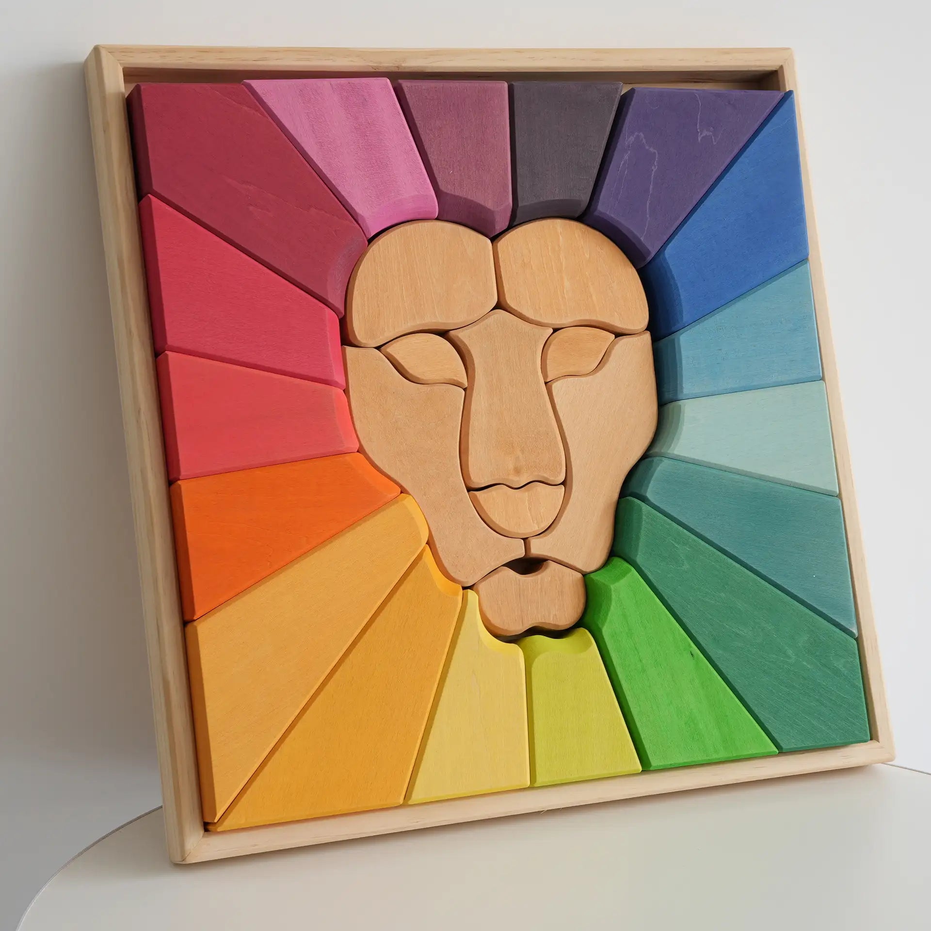 Wooden Rainbow Lion Stacker