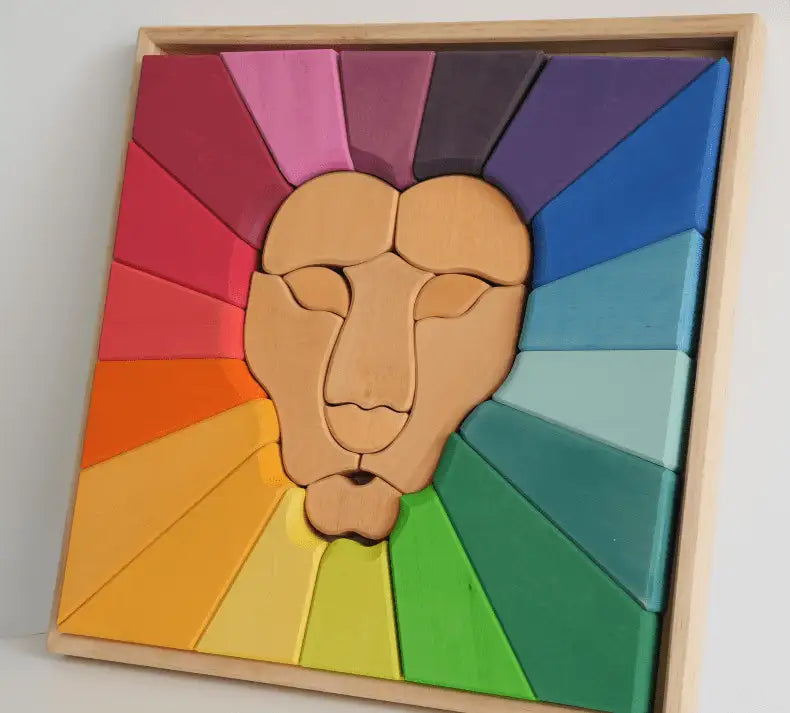 Wooden Rainbow Lion Stacker