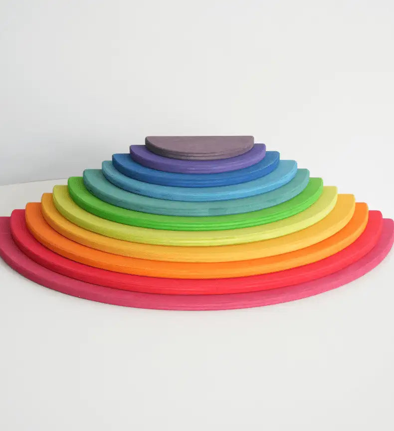 Regenbogen-Stapler aus Holz – Großes Montessori-Spielzeug