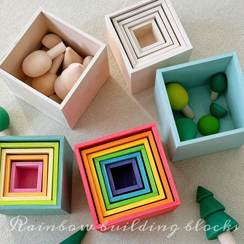 Wooden Rainbow Stacking Toy Set
