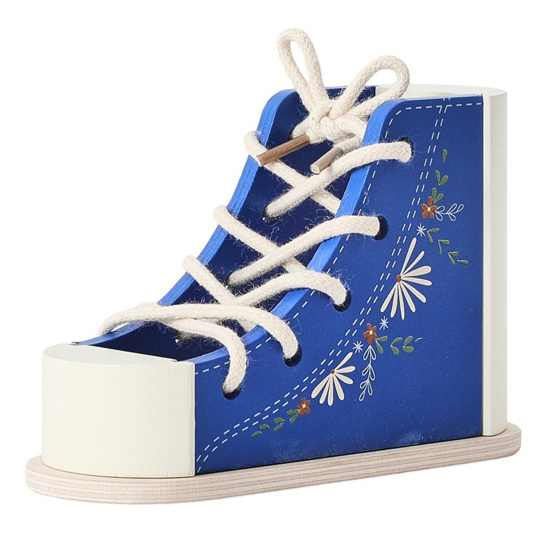Wooden Lacing Shoe Toy for Toddlers