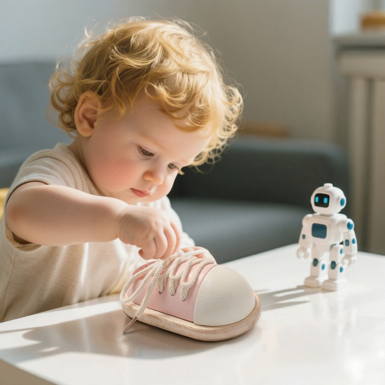 Wooden Lacing Shoe Toy for Toddlers