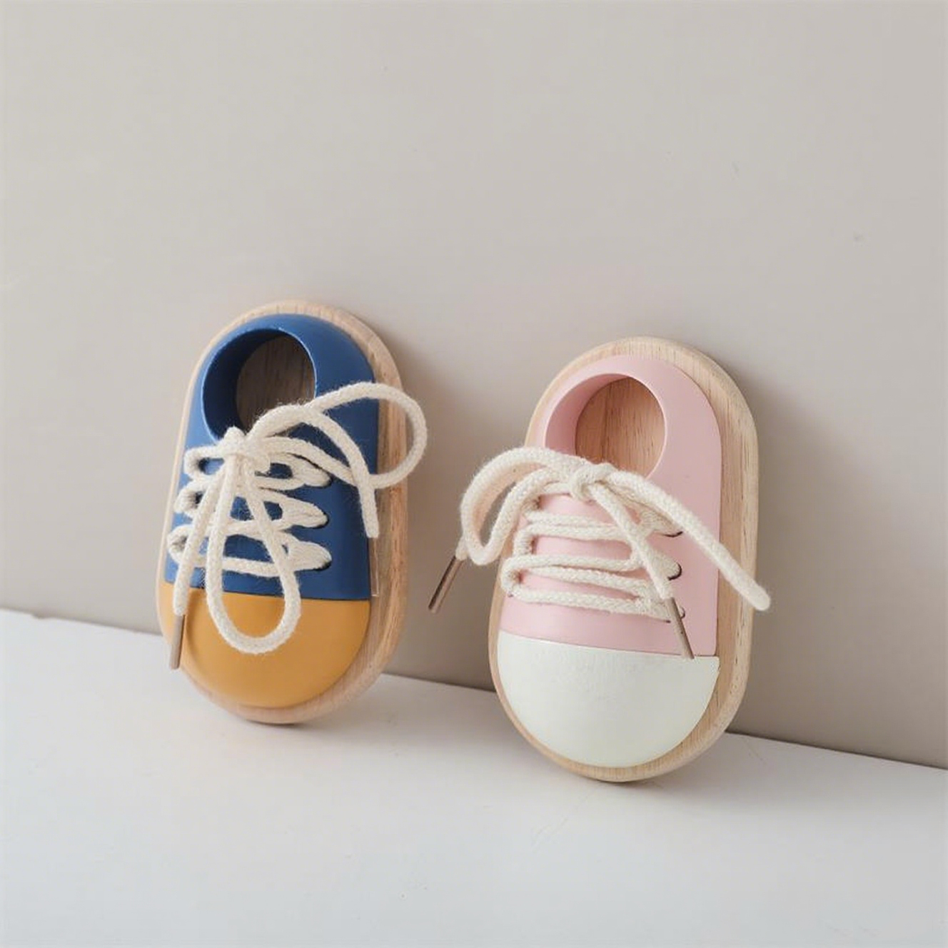 Wooden Lacing Shoe Toy for Toddlers
