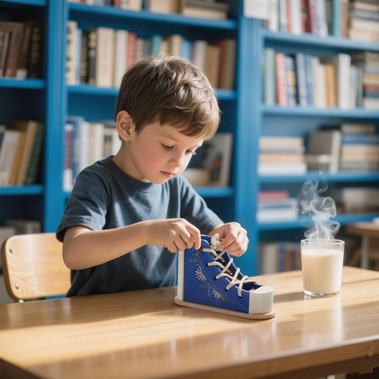 Wooden Lacing Shoe Toy for Toddlers