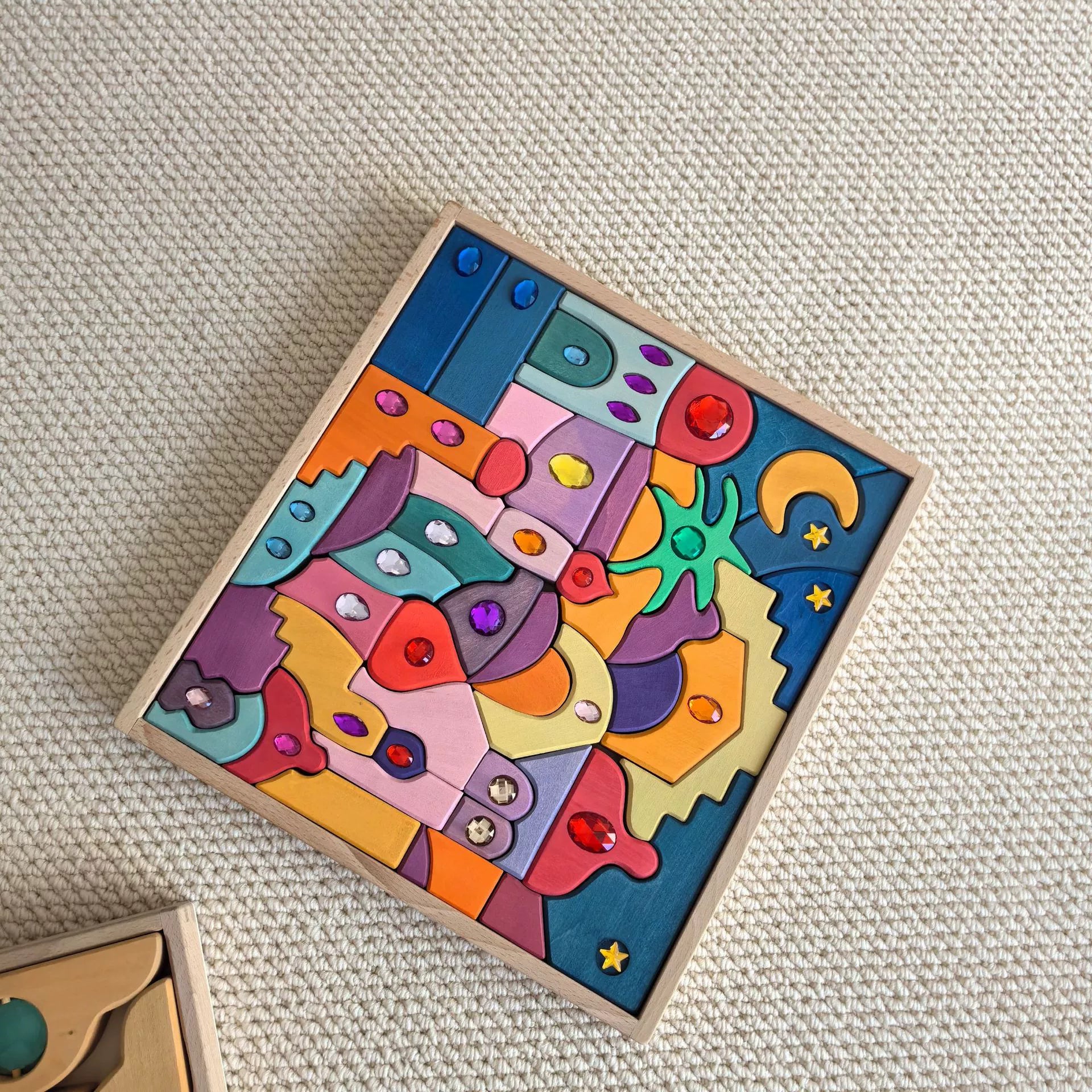 Lunamoa Wooden Gem Blocks Puzzle