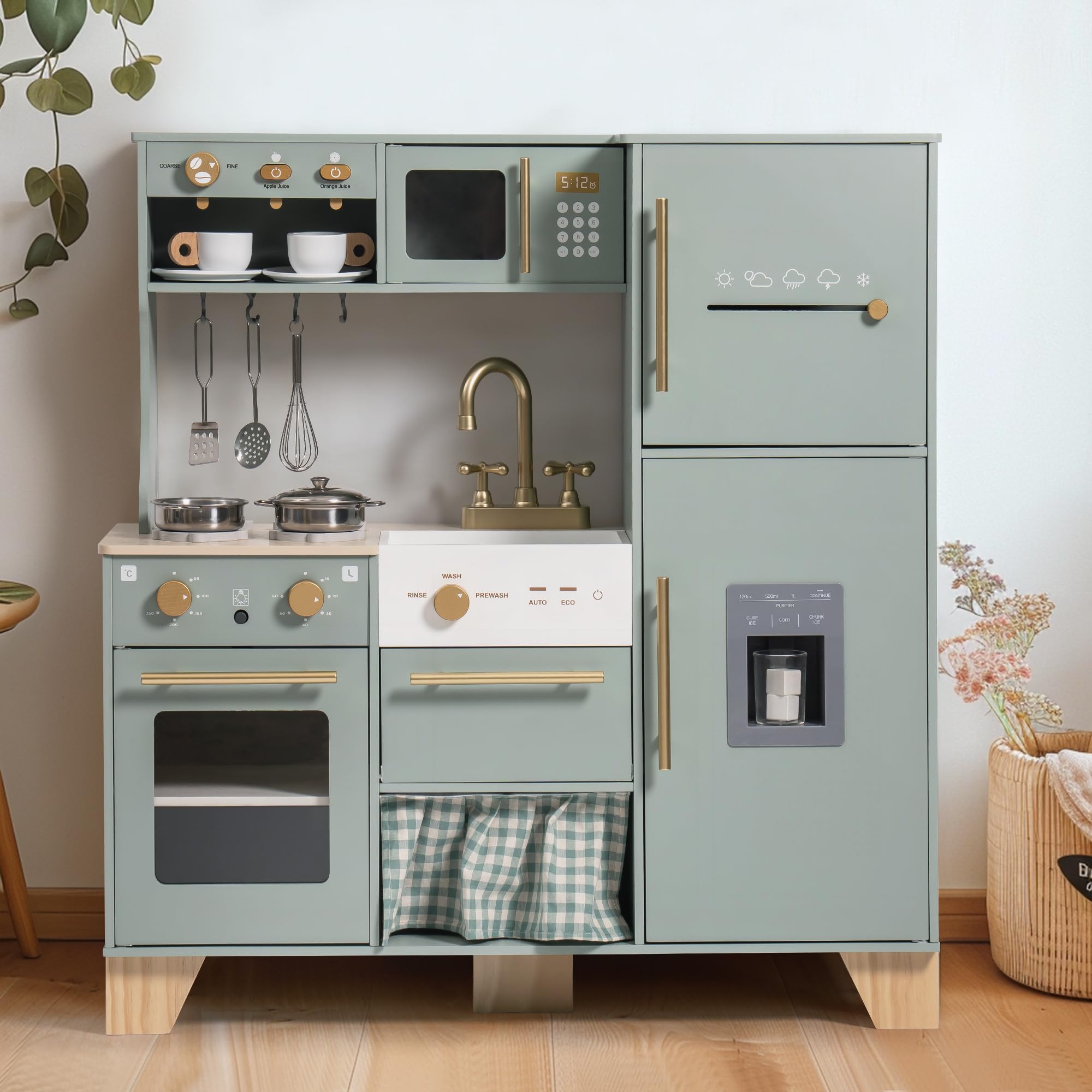 Bean Green Wooden Toy Kitchen Set
