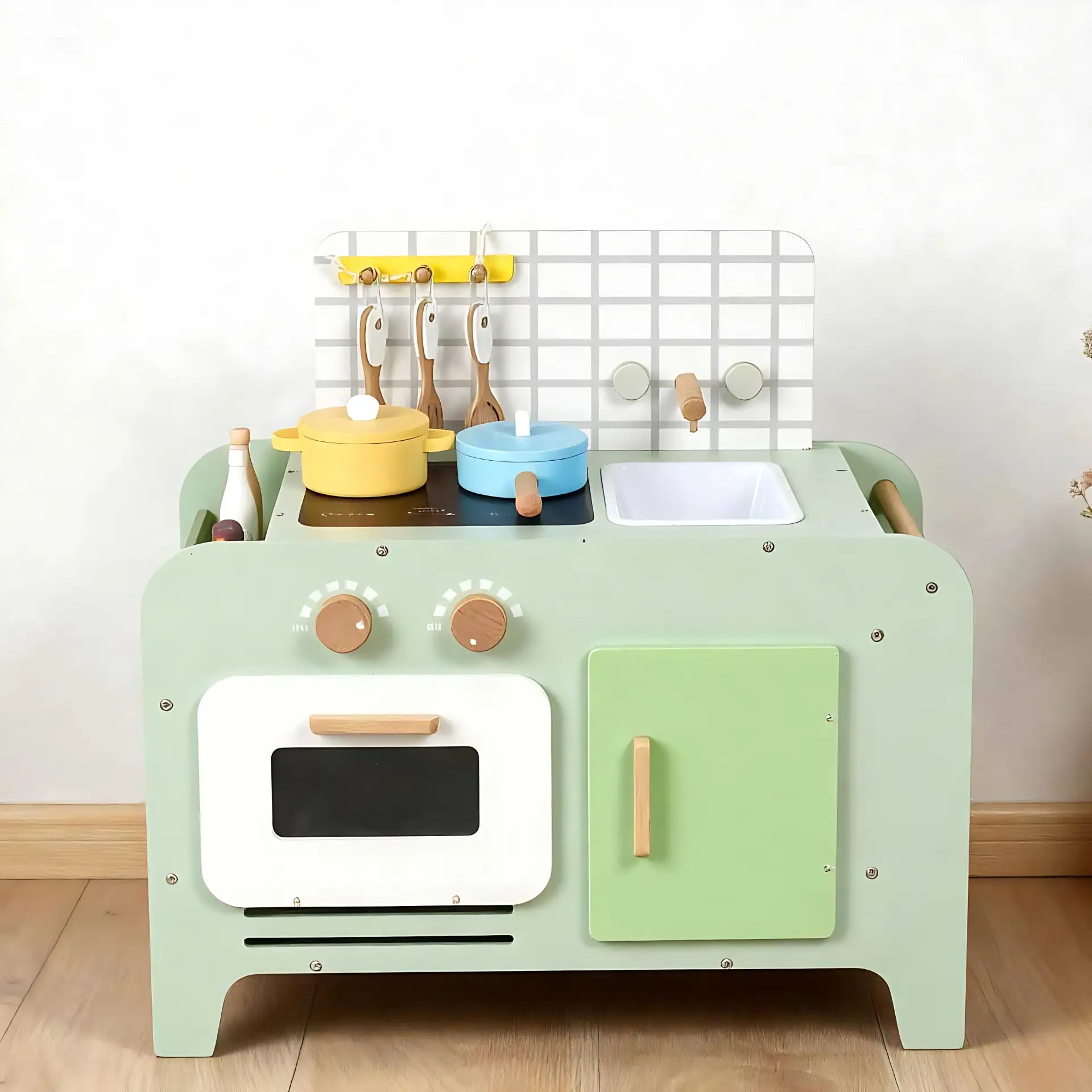 Bean Green Wooden Toy Kitchen Set