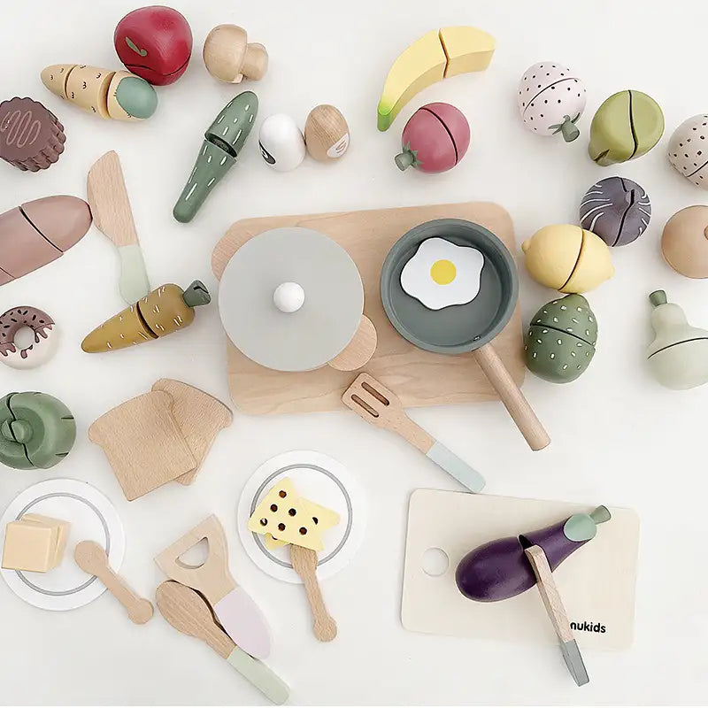 Nordic Wooden Food Cutting Toy Set