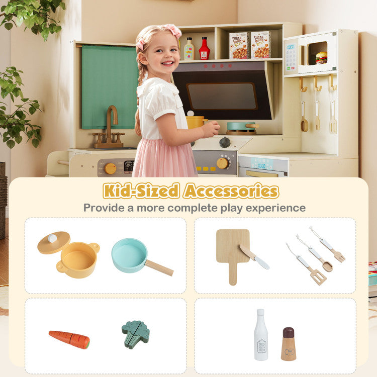 Corner Wooden Play Kitchen Set with Lights & Sounds