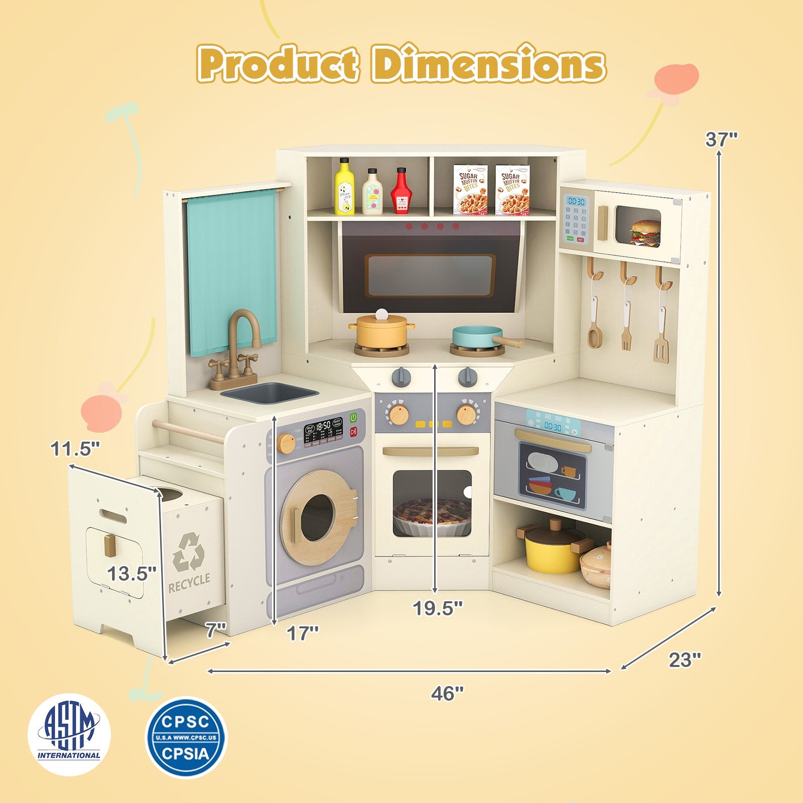 Corner Wooden Play Kitchen Set with Lights & Sounds