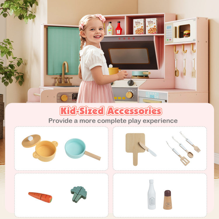 Corner Wooden Play Kitchen Set with Lights & Sounds