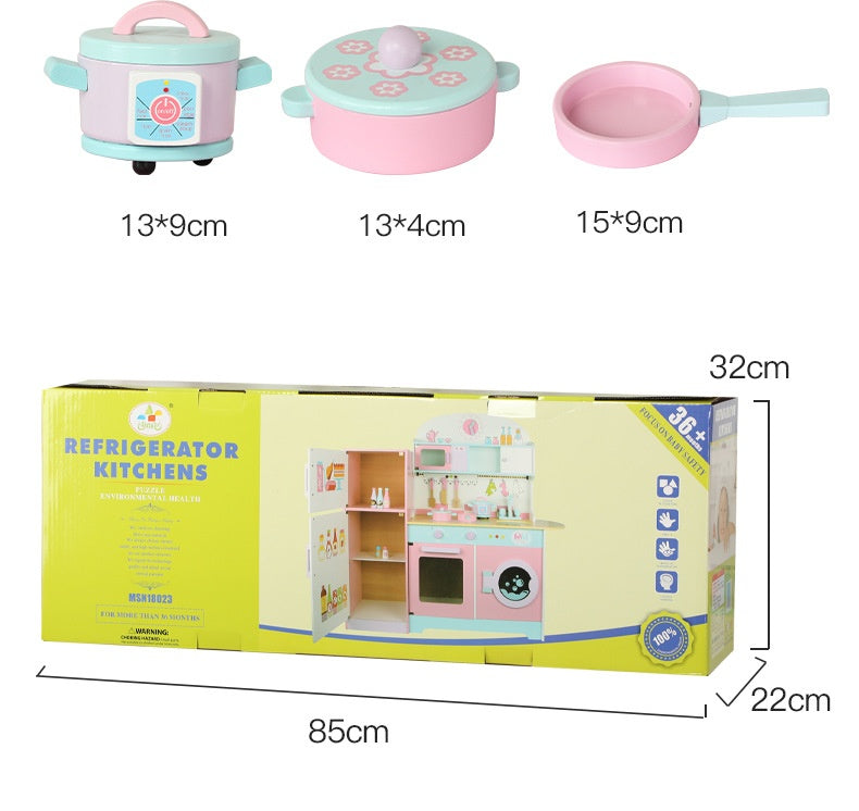 儿童厨房玩具套装，包括冰箱，适合儿童游戏，Lunamoa品牌厨房玩具，色彩丰富，模拟厨房场景