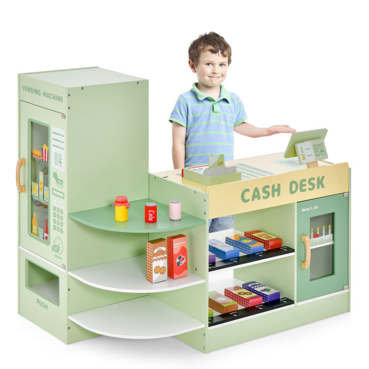 Kids Wooden Grocery Store Play Set with Cashier