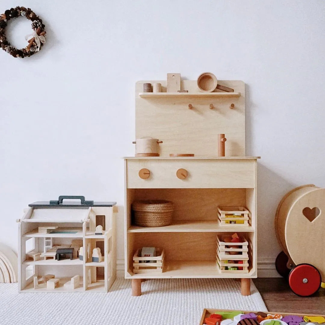 Kids Wooden Play Kitchen - Lunamoa
