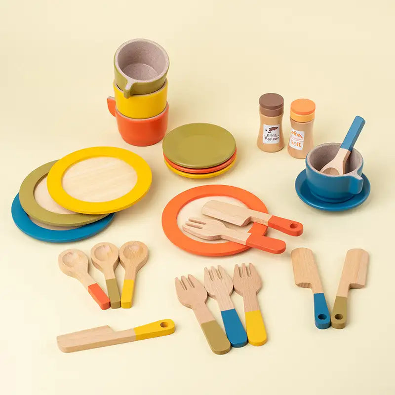 Wooden Cake & Tea Play Set for Girls