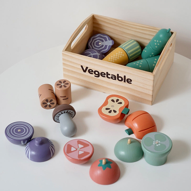 Wooden Magnetic Cutting Food Playset - Lunamoa