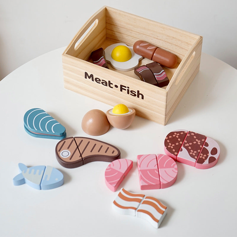 Wooden Magnetic Cutting Food Playset - Lunamoa