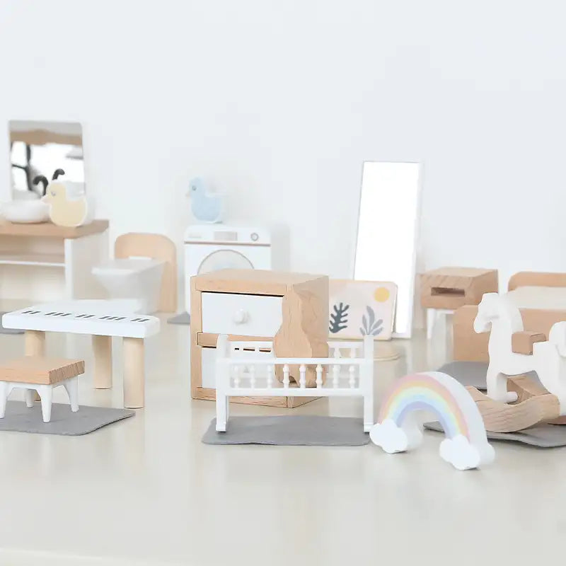 Lunamoa Mini Wooden Dollhouse Furniture Set