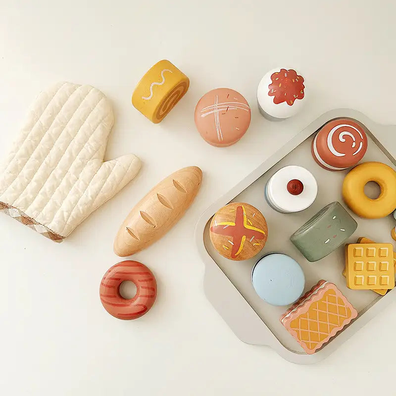 Wooden Pastry Play Set for Kids Kitchen