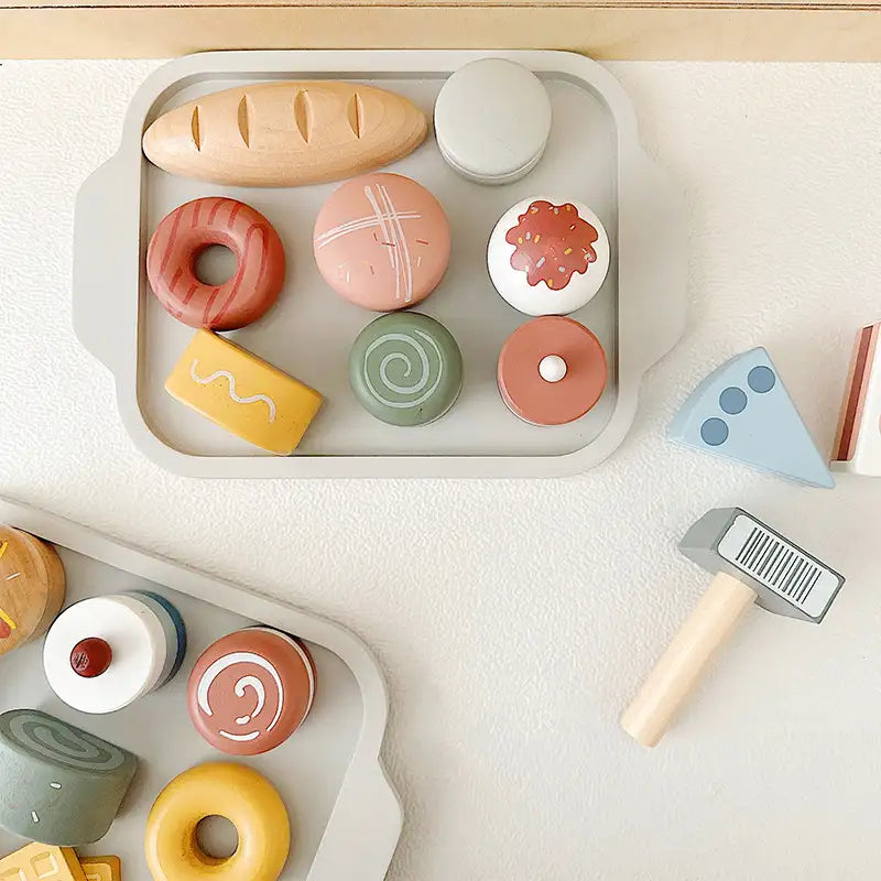 Wooden Pastry Play Set for Kids Kitchen