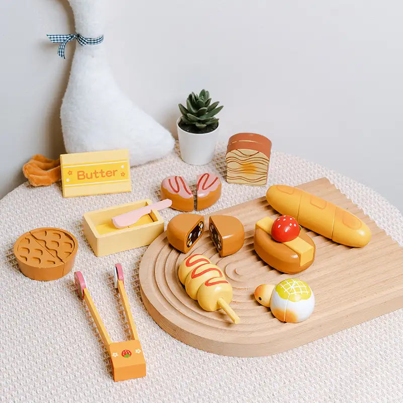 Wooden Bread & Fruit Salad Playset