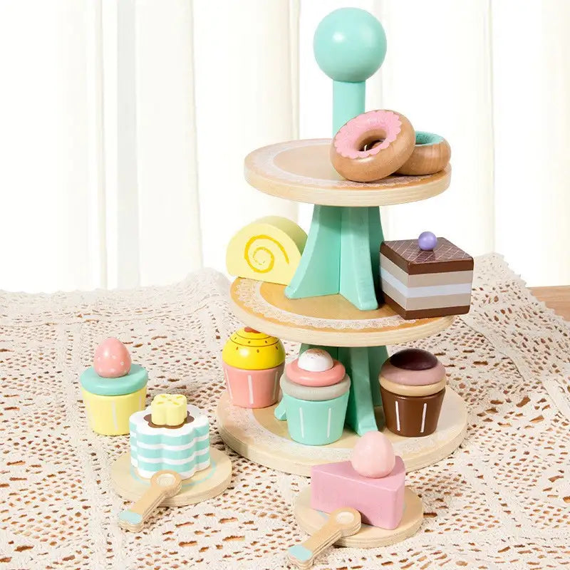 Wooden Dessert Stand Playset for Kids