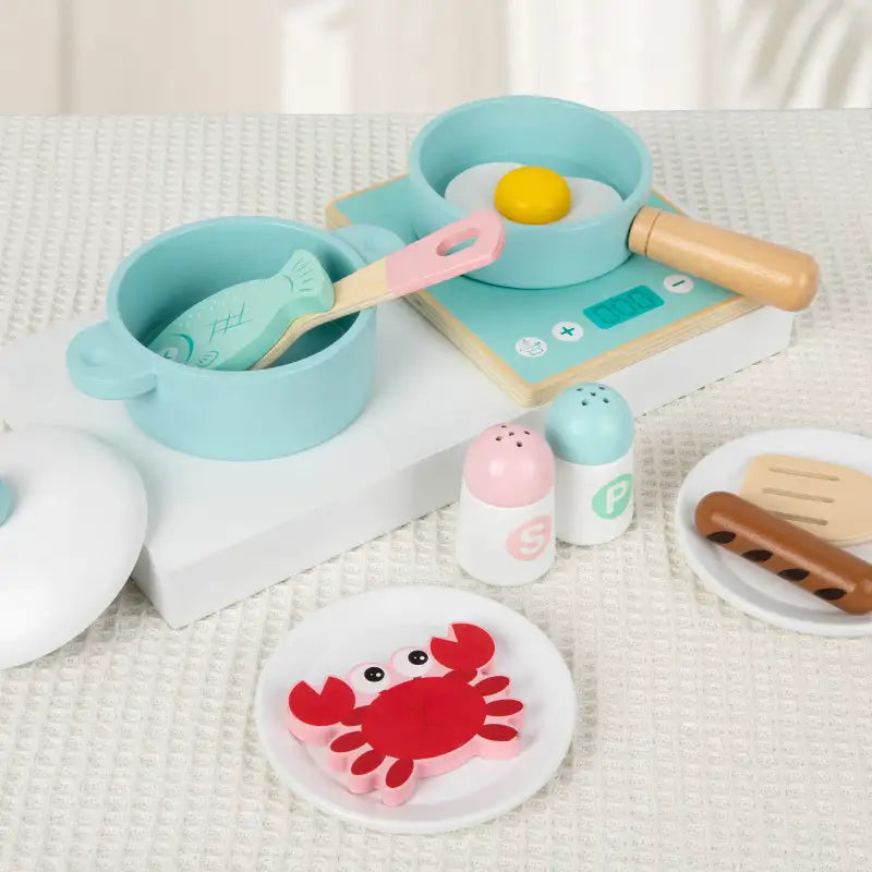Wooden Induction Cooktop & Pot Set for Toddlers