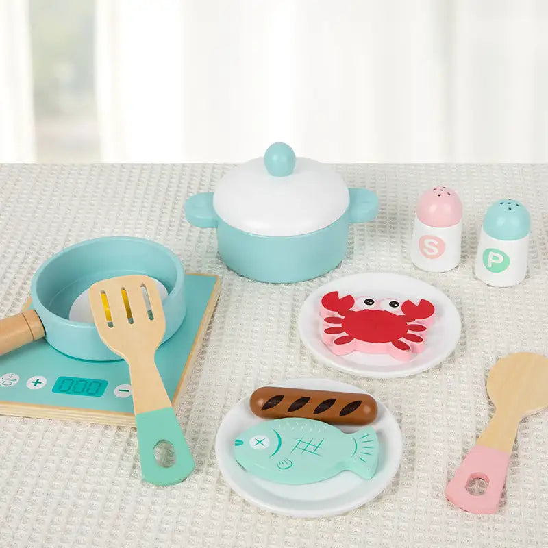 Wooden Induction Cooktop & Pot Set for Toddlers