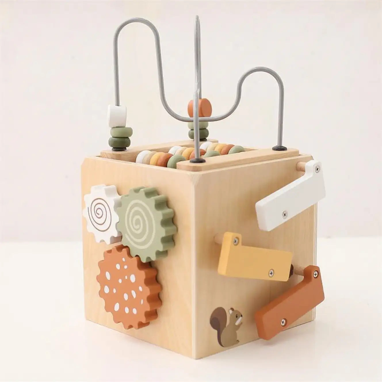 Wooden Busy Box Shape & Bead Toy