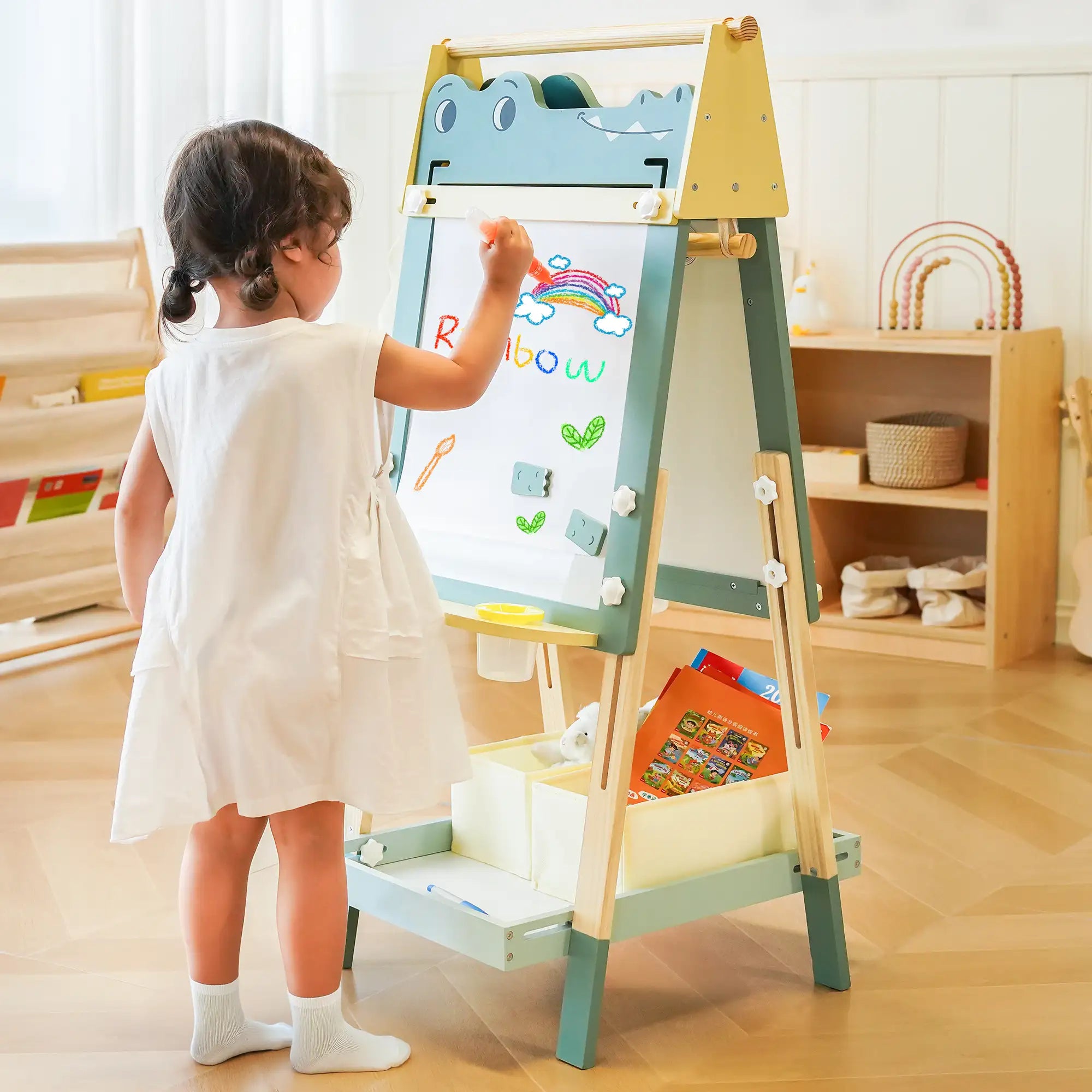Wooden Adjustable Crocodile Easel for Kids