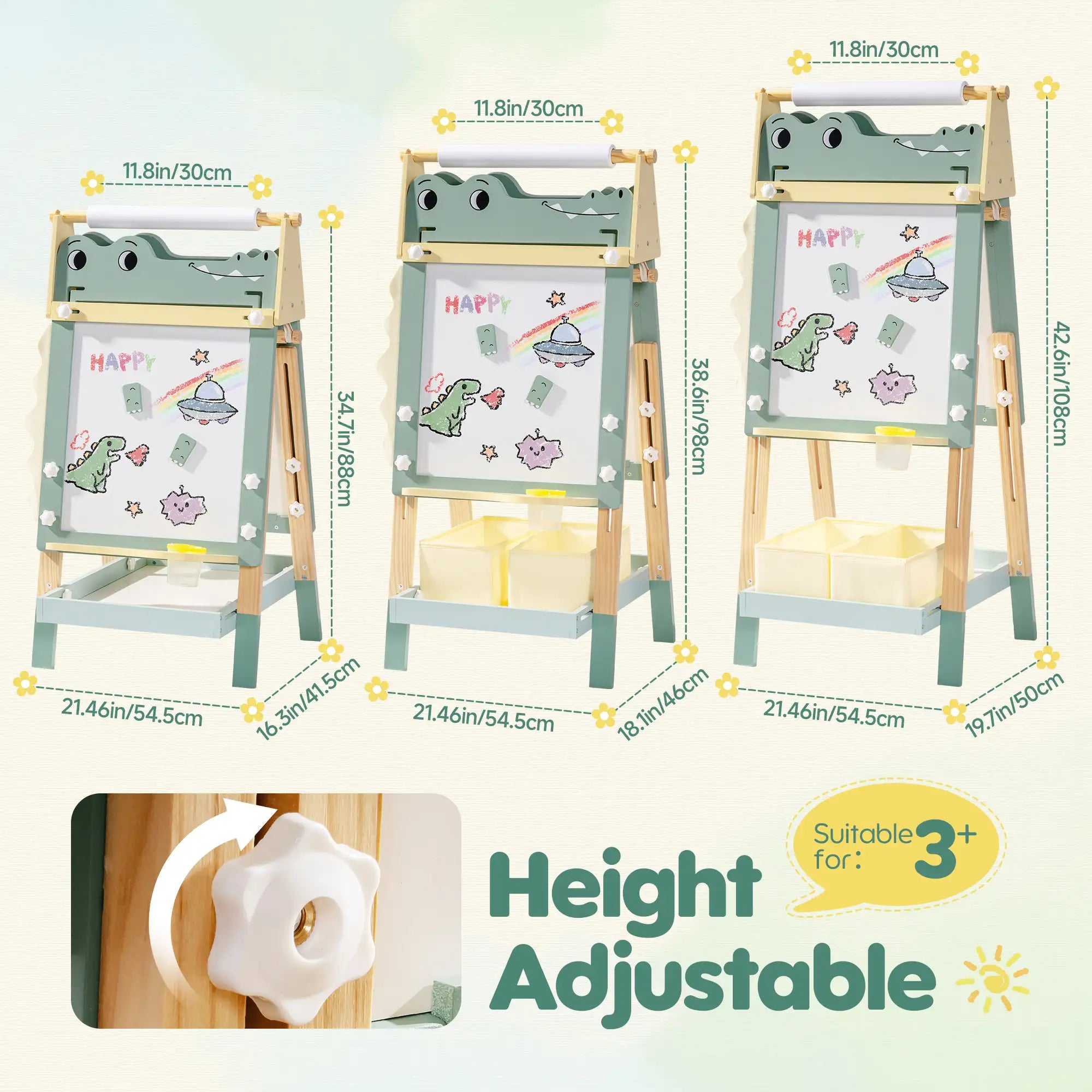 Wooden Adjustable Crocodile Easel for Kids