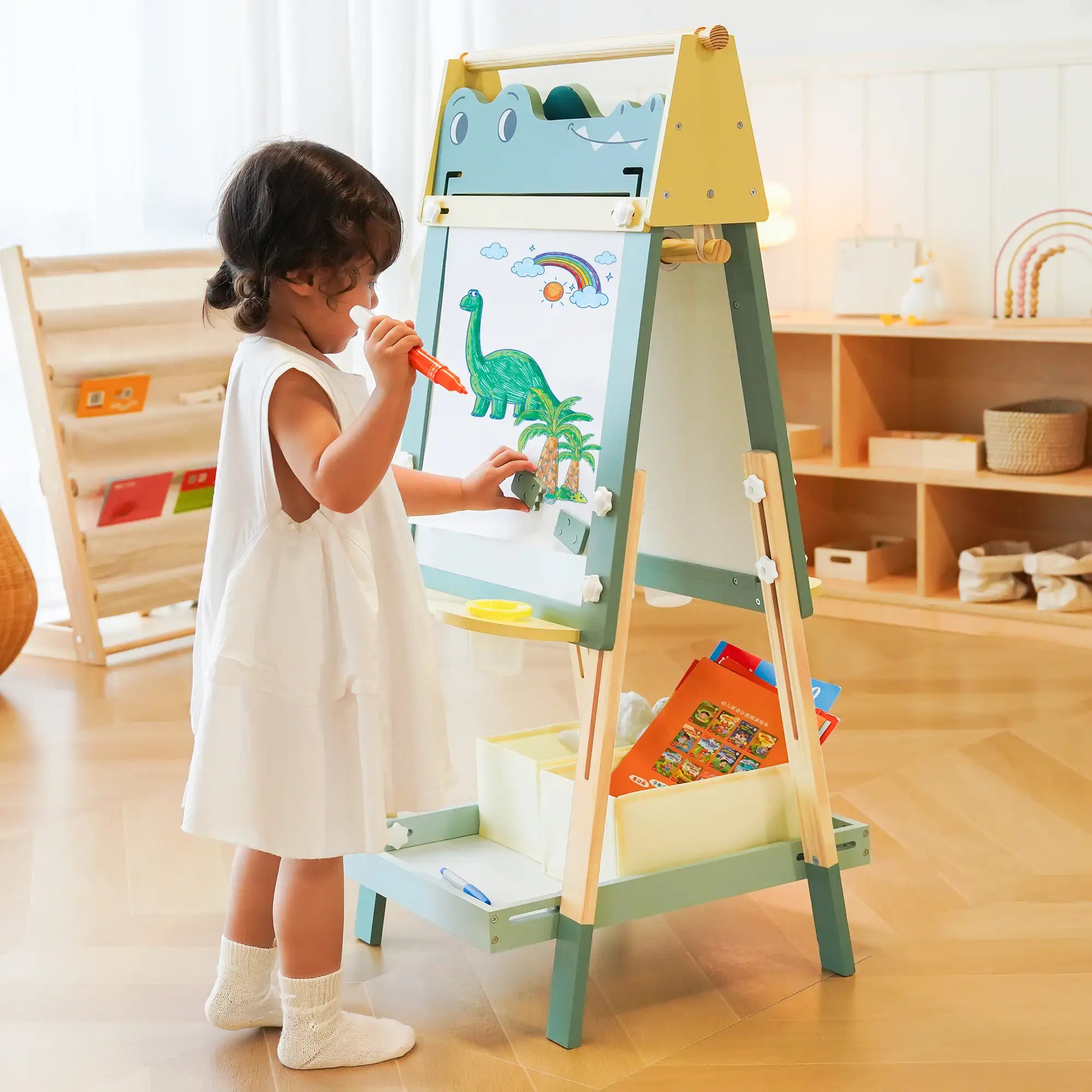 Wooden Adjustable Crocodile Easel for Kids