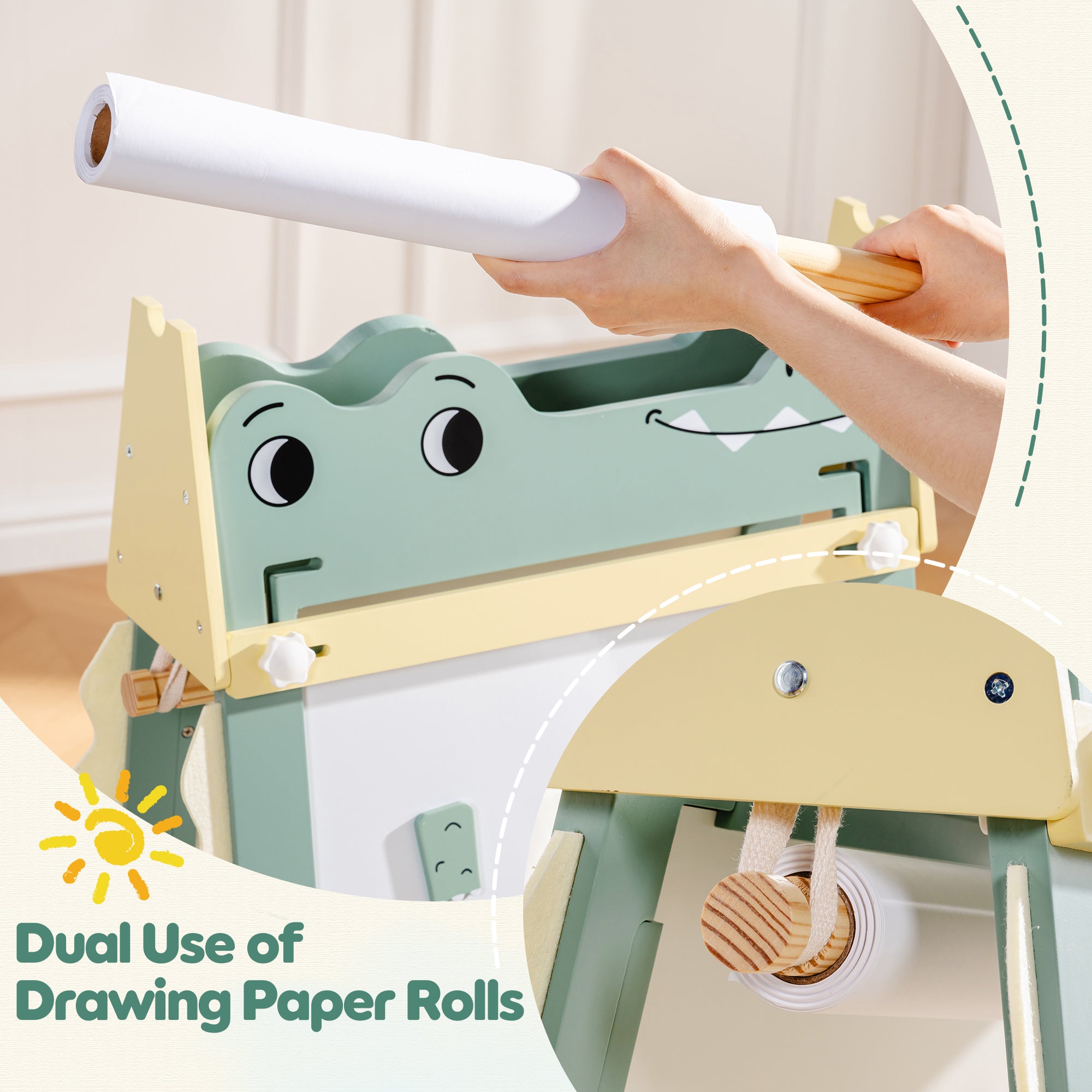 Wooden Adjustable Crocodile Easel for Kids