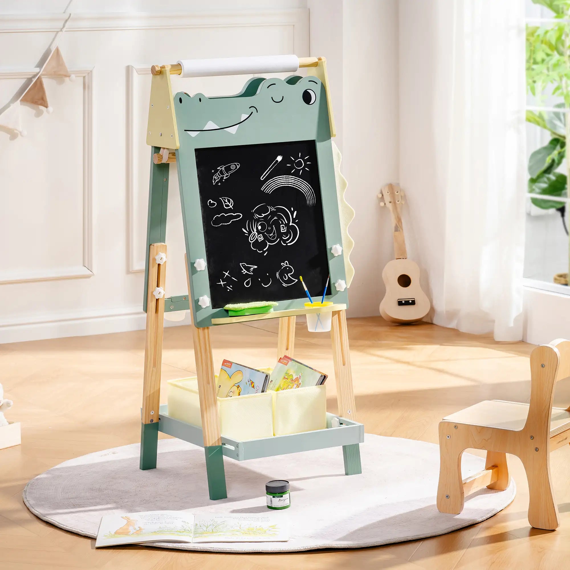 Wooden Adjustable Crocodile Easel for Kids