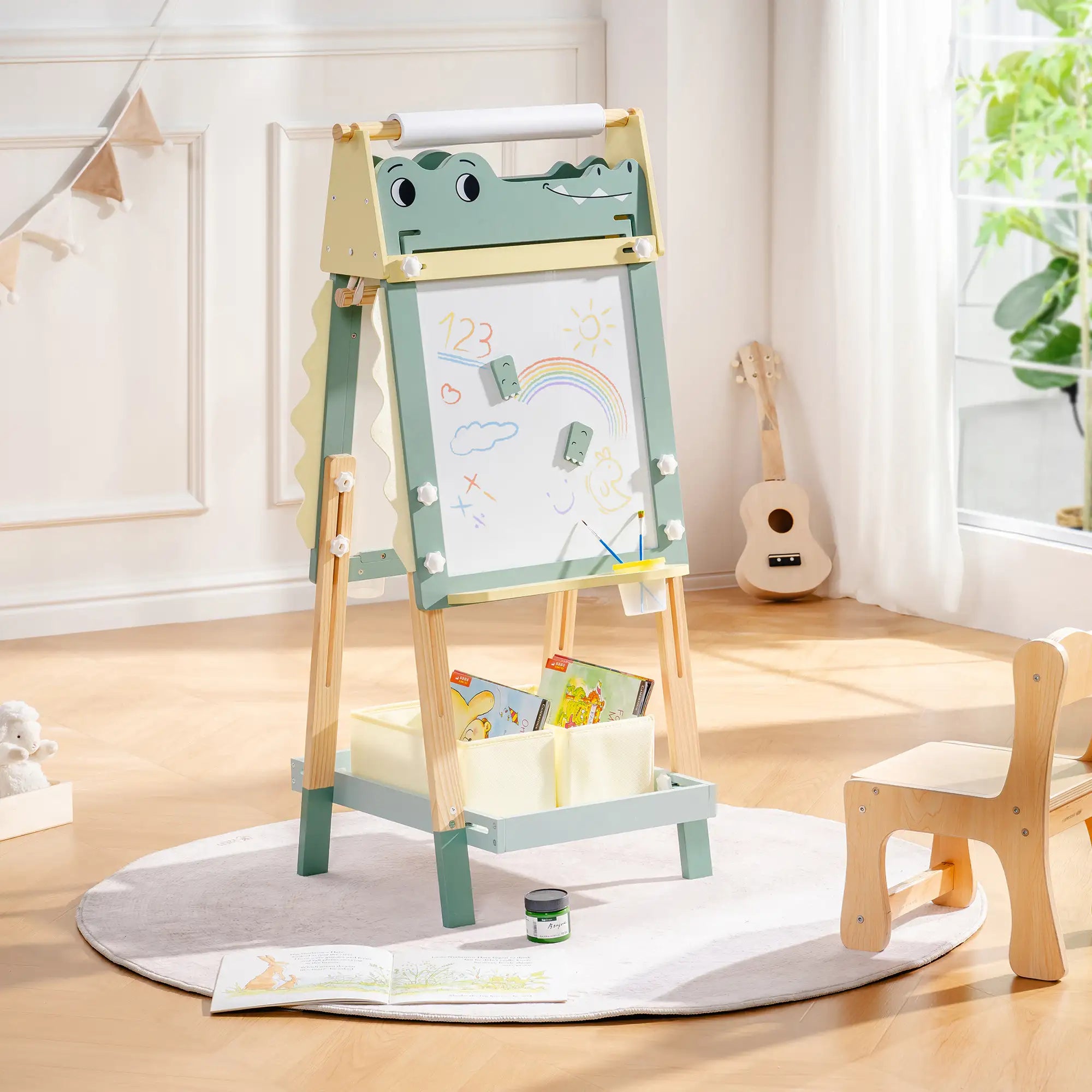 Wooden Adjustable Crocodile Easel for Kids