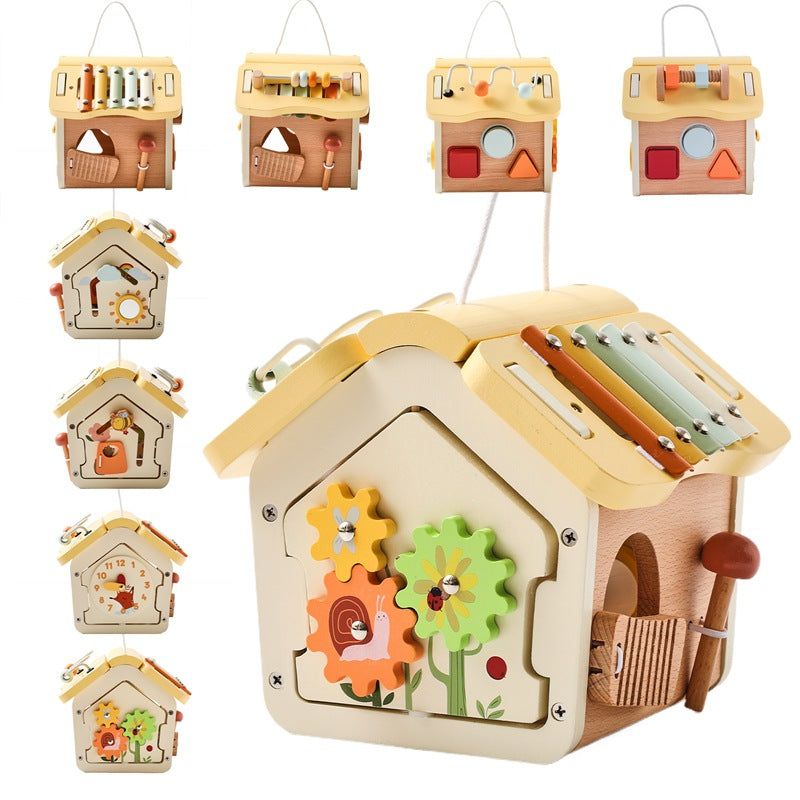 Tragbares Aktivitätsspielzeug „Haus“ aus Holz