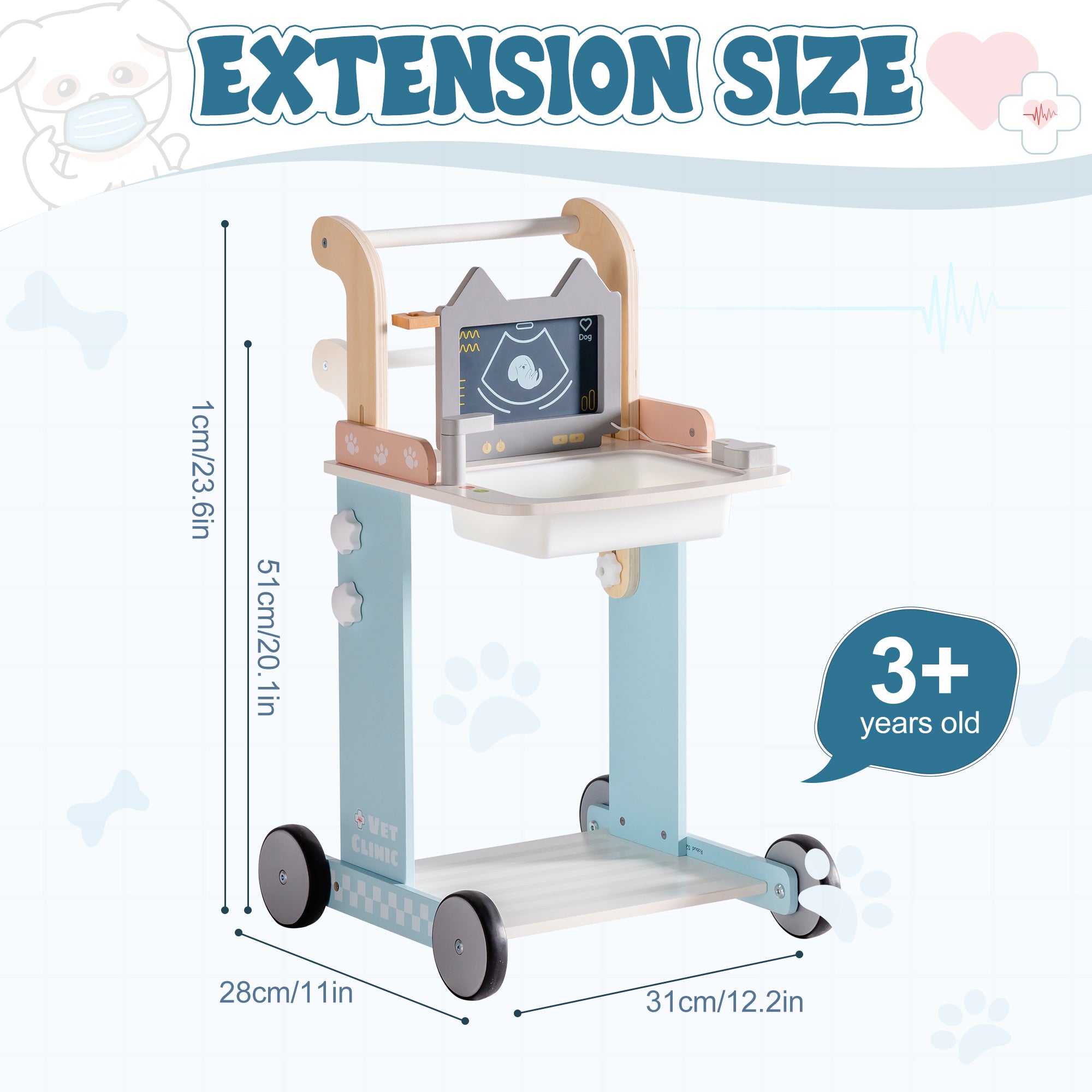 Lunamoa Wooden Kids Vet Clinic Playset