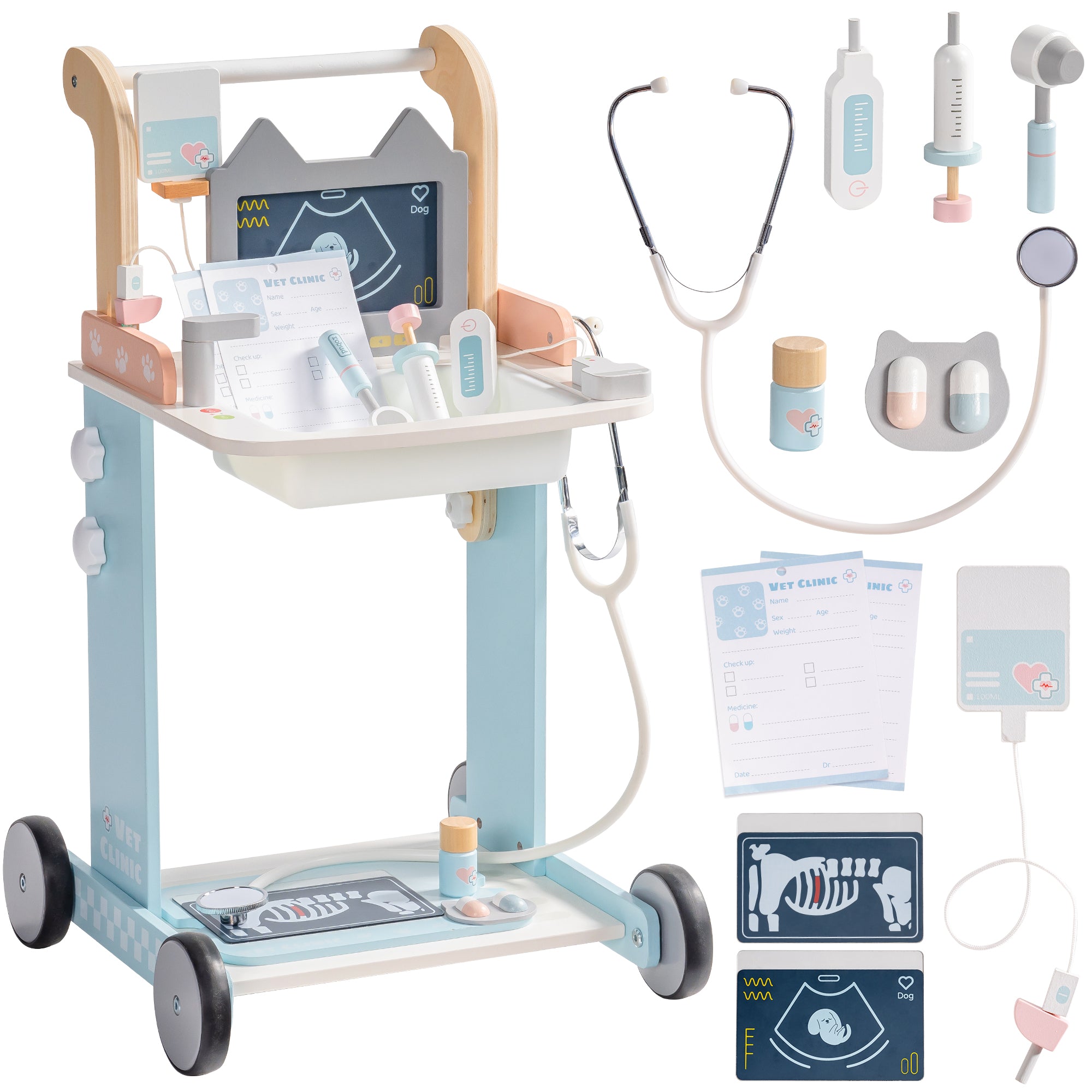 Lunamoa Wooden Kids Vet Clinic Playset