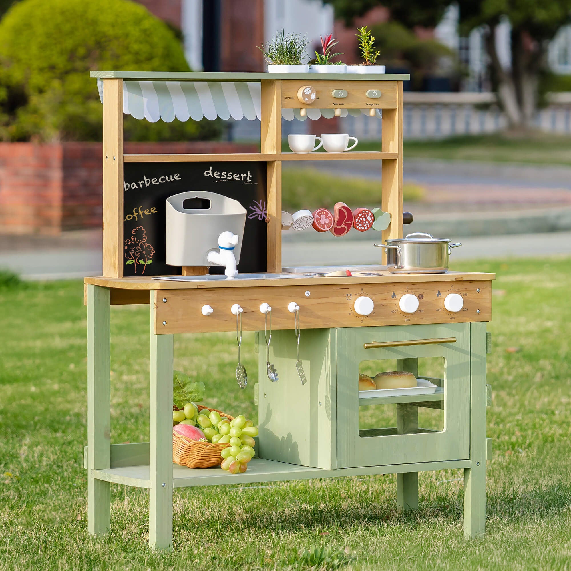 Lunamoa Outdoor Wooden Mud Play Kitchen – Green