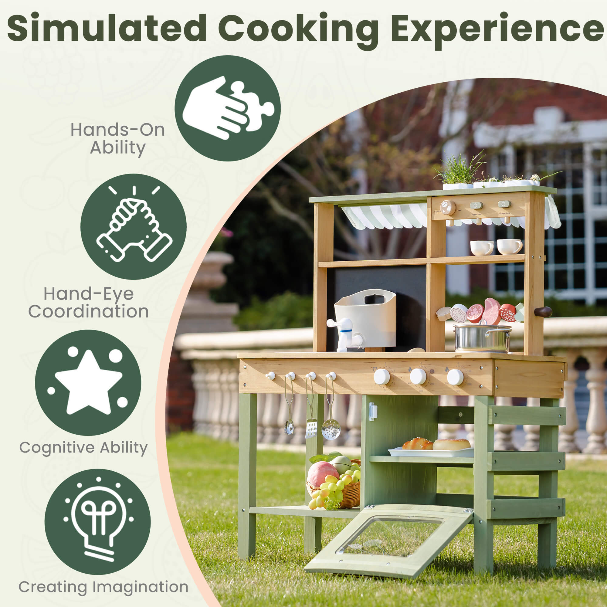 Lunamoa Outdoor Wooden Mud Play Kitchen – Green