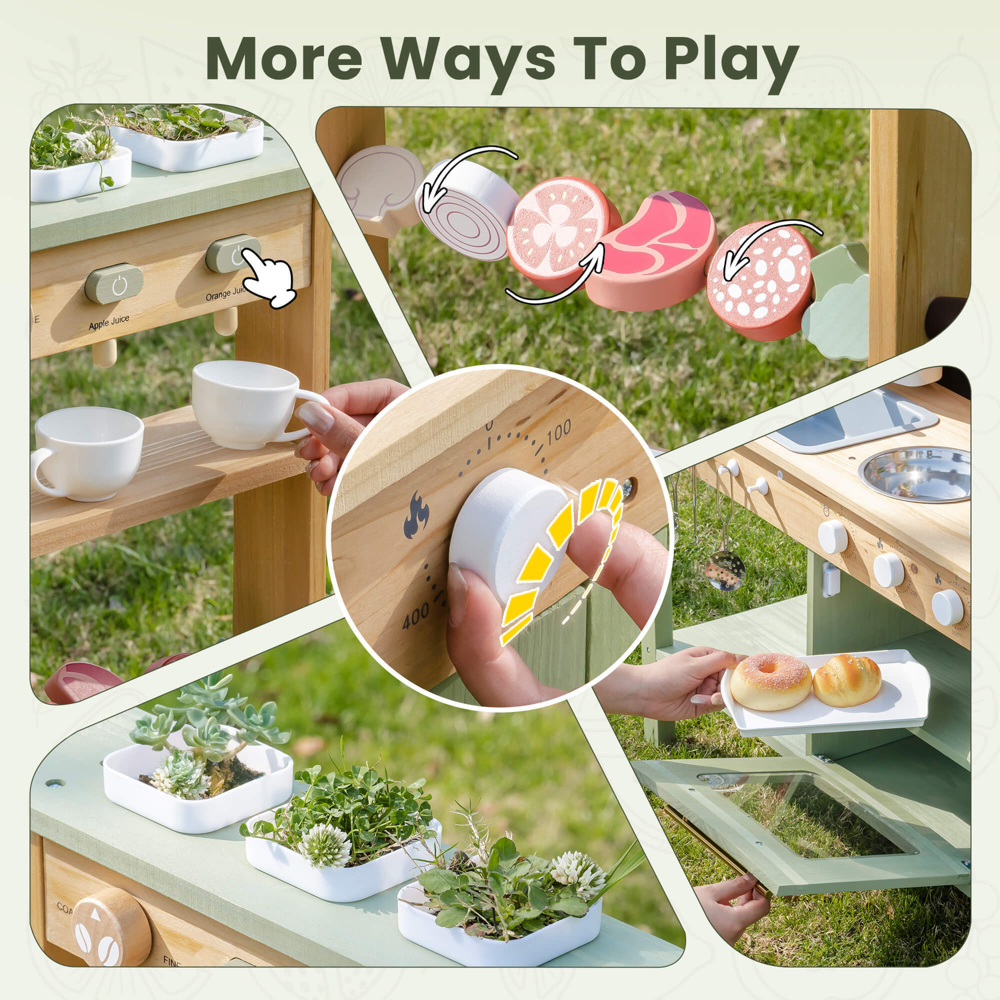 Lunamoa Outdoor Wooden Mud Play Kitchen – Green