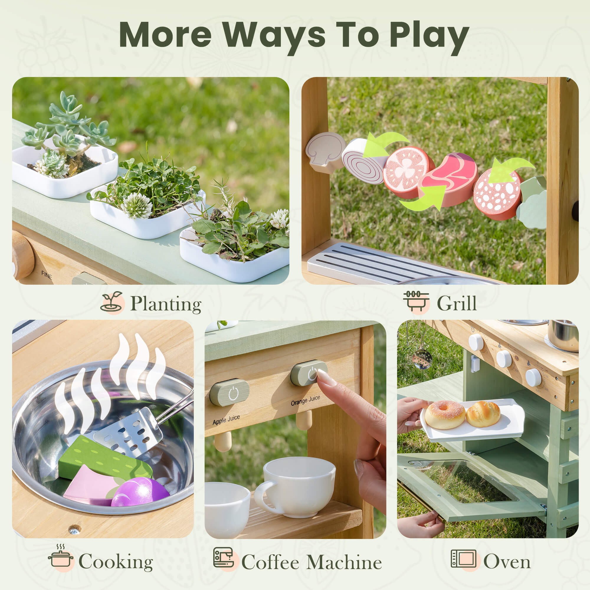 Lunamoa Outdoor Wooden Mud Play Kitchen – Green