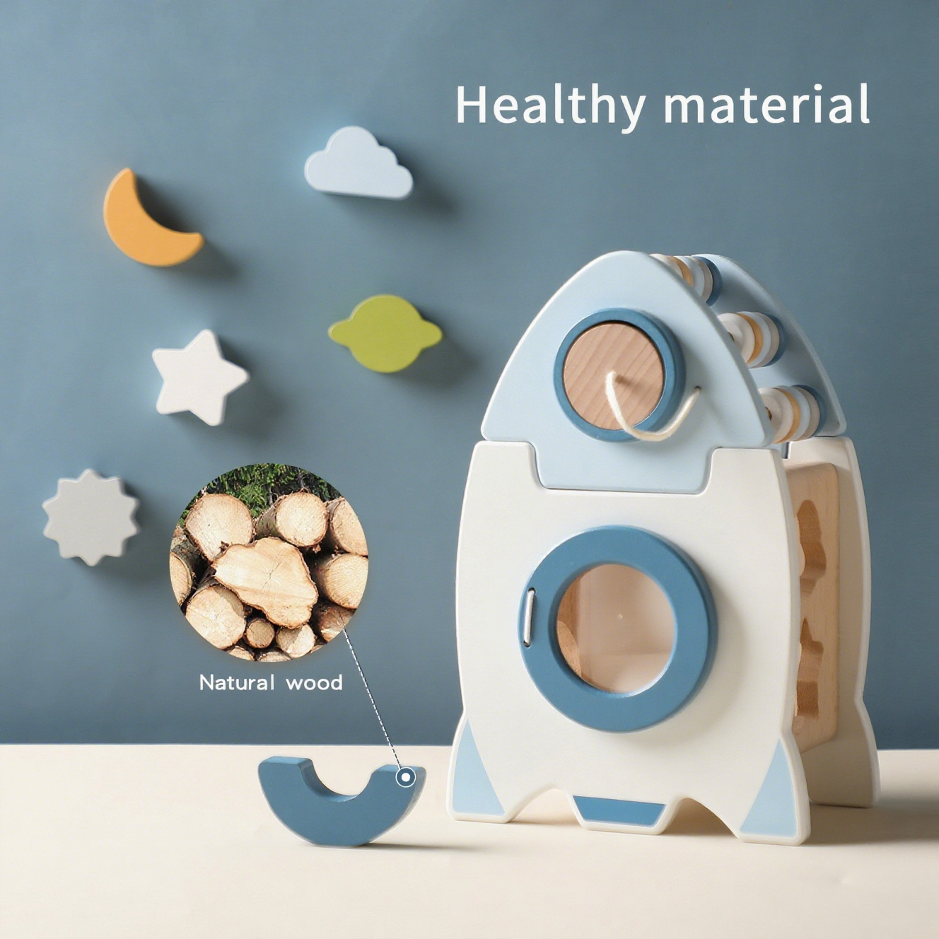 Ensemble d'activités 5 en 1 pour tout-petits en forme de champignon en bois